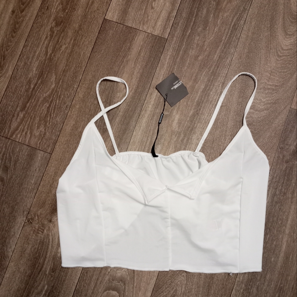 Pretty little thing white crop top bustier plus size 26